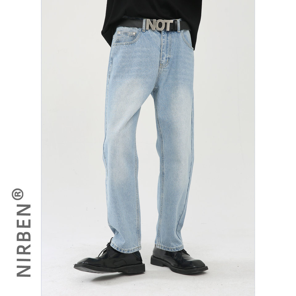 Quần jean nam ống thẳng lửng 9 tấc cạp vừa phong cách Hàn Quốc — Màu xám, Màu đen, Xanh denim, Xanh lam đậm