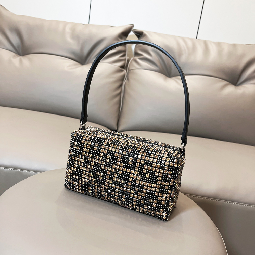 Rhinestone Top Handle Bag Sparkling Crystal Mini Shoulder Purse_voghion.com