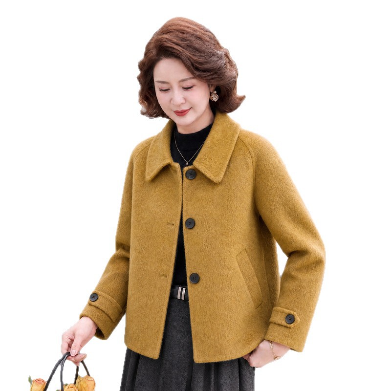 中老年春秋毛呢外套短款洋气时尚妈妈新款女装上衣呢子开衫小香风