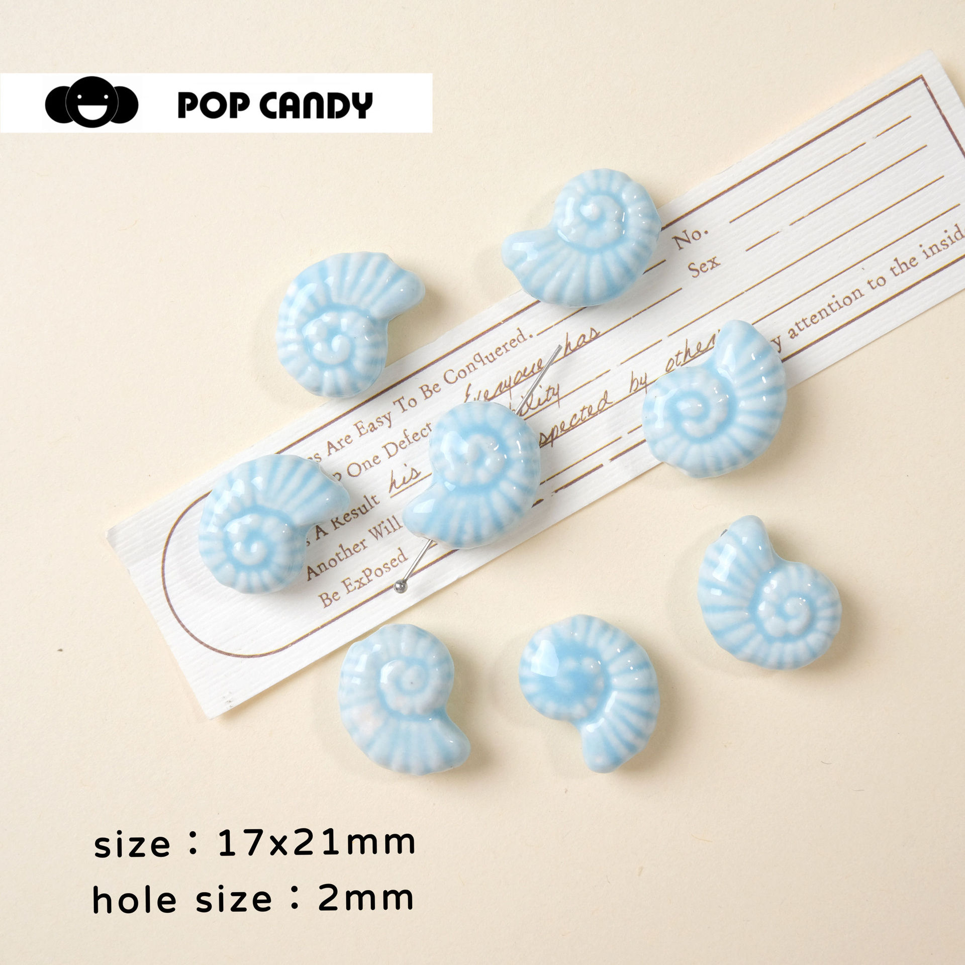 Conch Pattern 1 Piece 17 * 21mm Hole 2~2.9mm Ceramics Conch Jewelry Accessories Beads