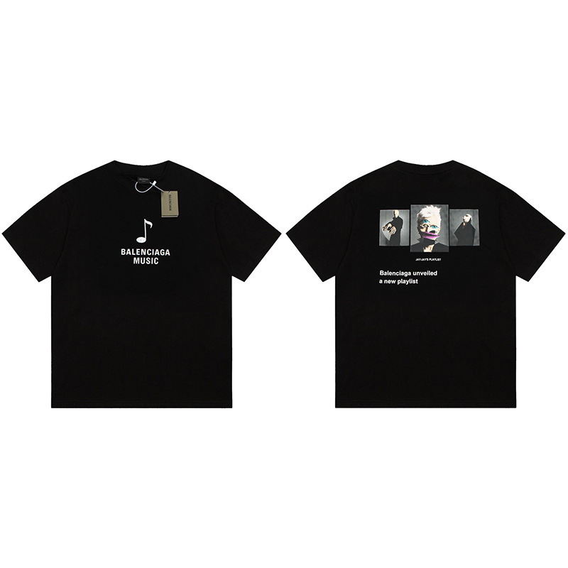 パリハイバージョンBファミリーTシャツ25s春夏新作ヘビーコットンラウンドネック半袖Tカジュアル万能男女同型|undefined