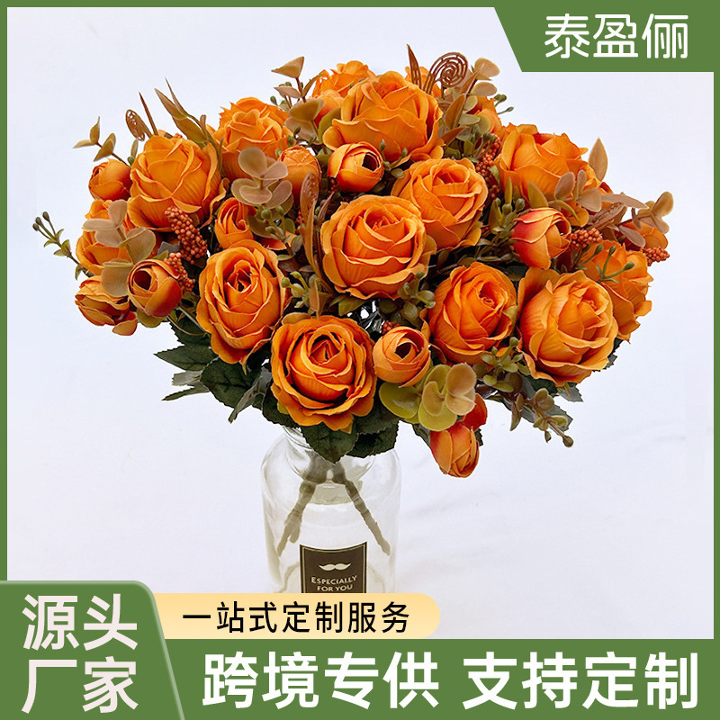 [Customized] 6 Heads of Autum Roses, Artificial Flowers, Home Gardening, Outdoor Wedding, Hotel Decoration, Artificial Flower Crafts