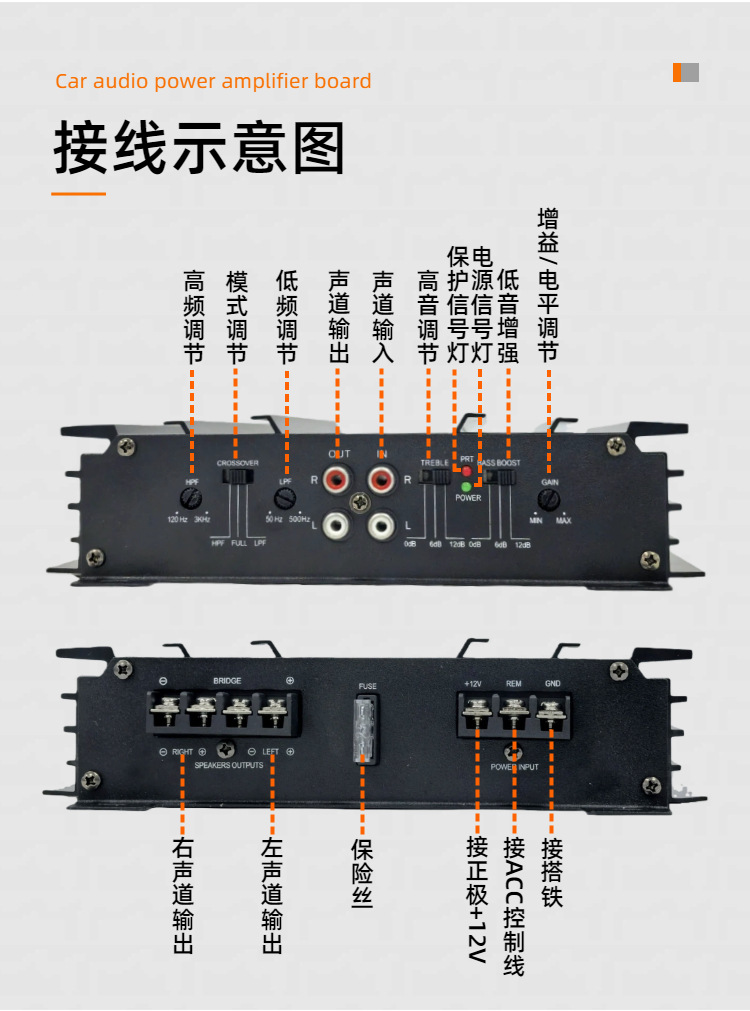 Source factory car-mounted dual-channel amplifier, 2-channel car audio high-power audio amplifier, car audio modification