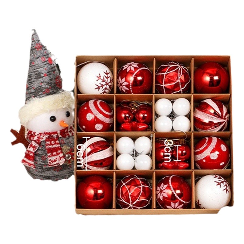 Christmas 6cm Christmas decoration ball beautiful PVC Christmas ball suit Christmas tree decoration hanging ball 44 pieces