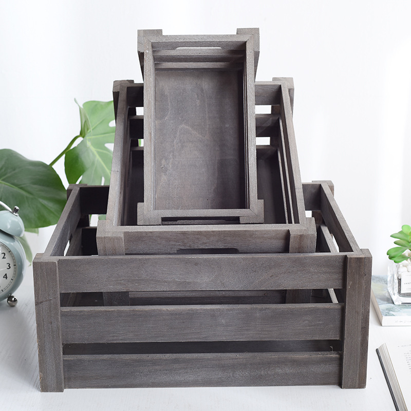 단단한 나무 저장 바구니 빈티지 나무 상자 장식 슈퍼마켓 나무 상자 디스플레이 프레임 과일 나무 상자 식료품 저장 나무 상자 나무 상자