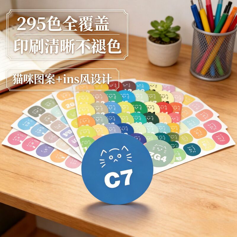 295 Colors Cat Pattern Mard Fusion Bean Waterproof Film Label Handmade DIY Bead Color Number Convenient Identification Sticker