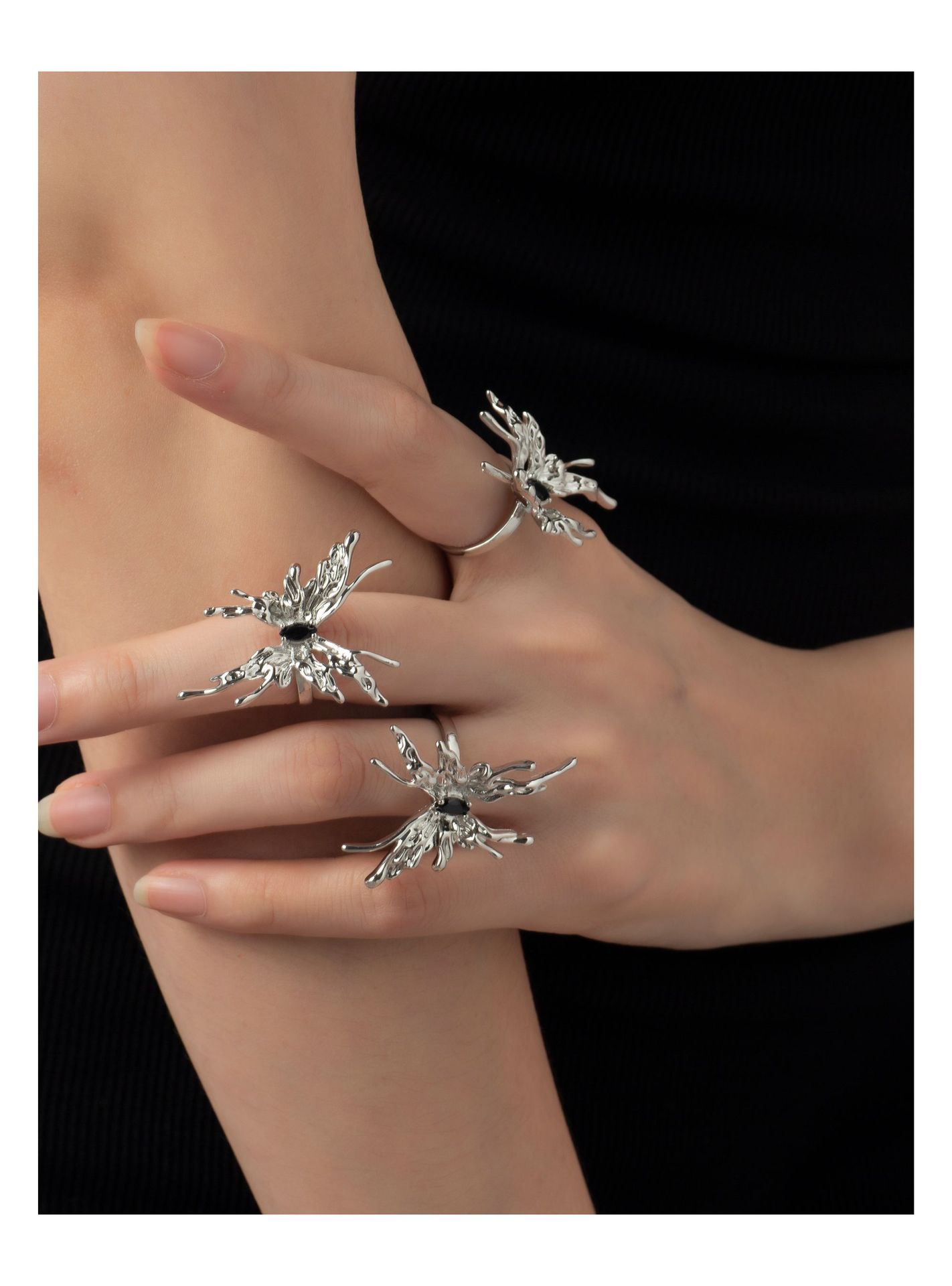 Fashion Butterfly Copper Plating Zircon Open Ring 1 Piece