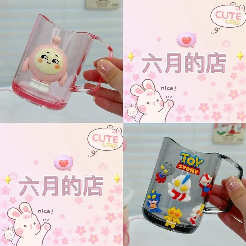Semi-transparent curved cup-double, transparent pink-pink egg boy + transparent …