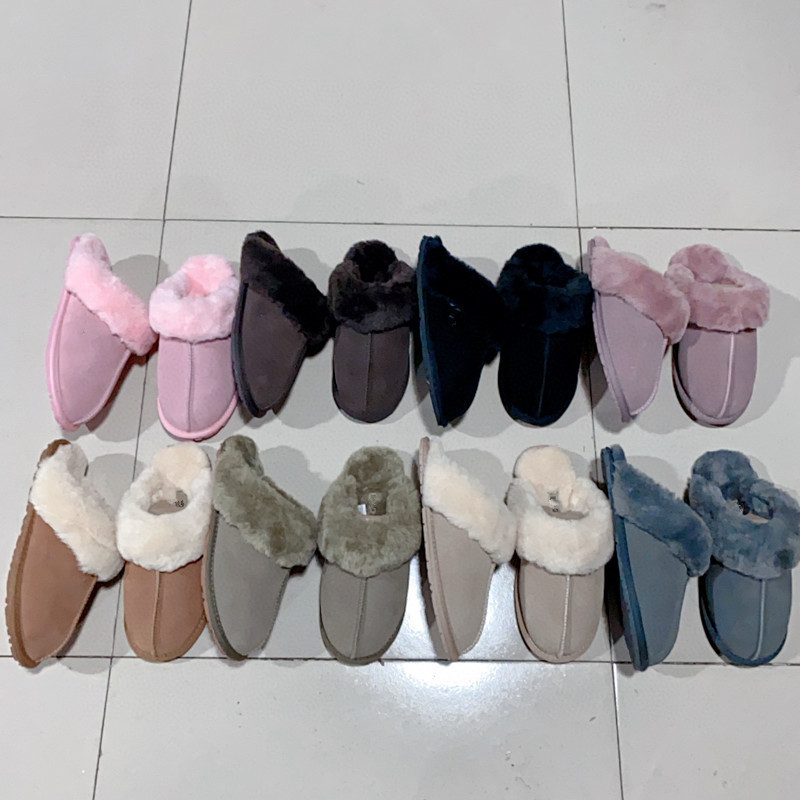 Winter New Thin-Soled Star Slippers Wool Style Fur Snow Boots for Women Korean Style Round Toe Plus Thin-Soled Cotton Flat Heels