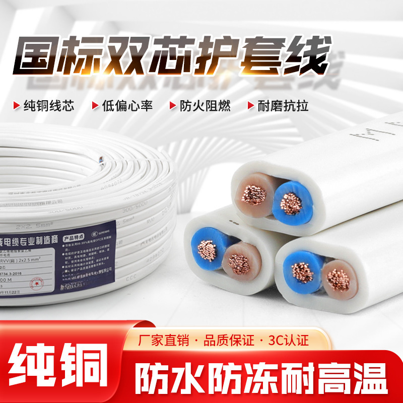 National Standard Pure Copper 2-core 0.5/0.75/1/1.5/2.5/4/6/10 Square Meters Household Rvb Sheathed Flat Soft Wire National Standard Pure Copper 2-core 0.5/0.75/1/1.5/2.5/4/6/10 Square Meters Household Rvb Sheathed Flat Soft Wire
