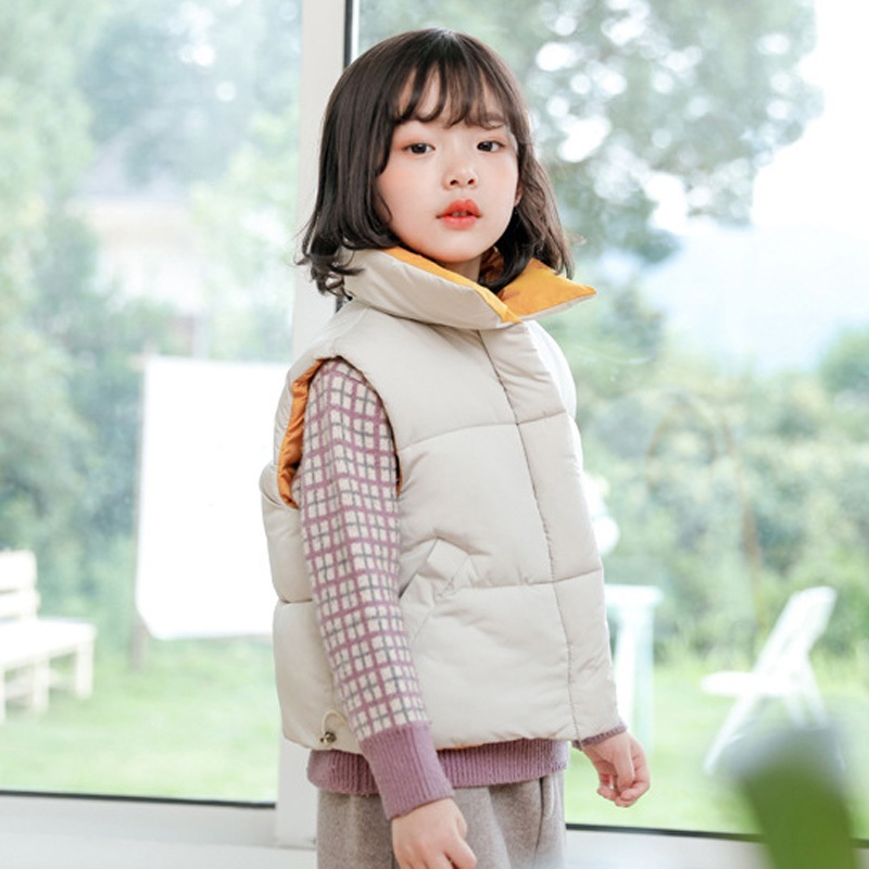 Niños collar de pie Chaleco de algodón niños y niñas Otoño e Invierno Nuevo abajo Chaleco de algodón bebé moda desgaste exterior chaleco medio y niños grandes