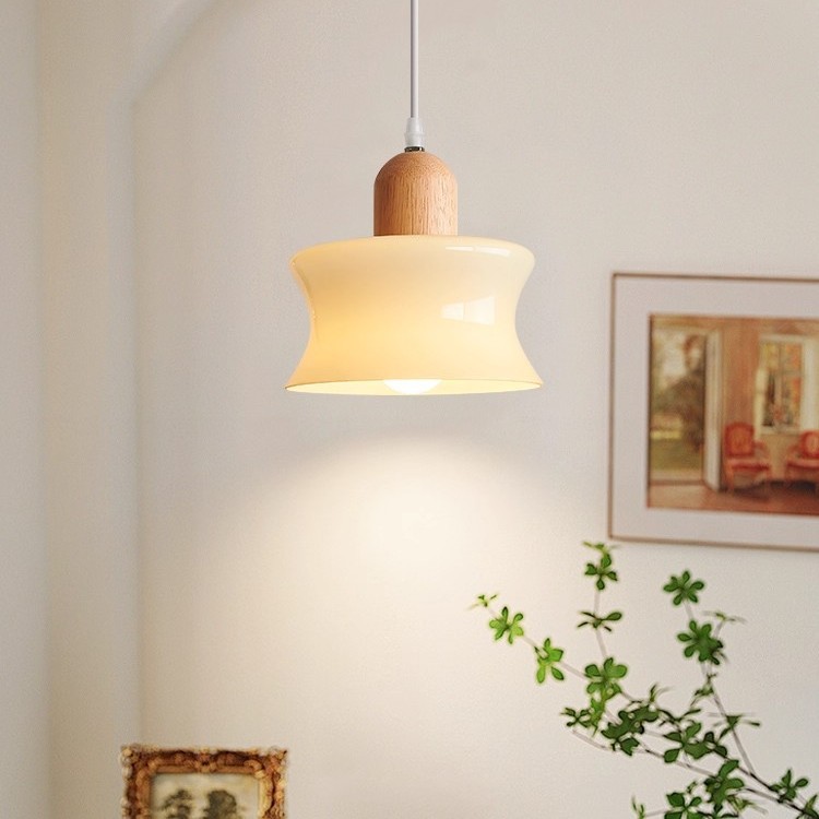 Moderno simple madera crema viento pequeño lámpara de mesa de comedor lámpara de escritorio habitaciones residenciales cabezal de cama lámpara de vidrio de madera sólida