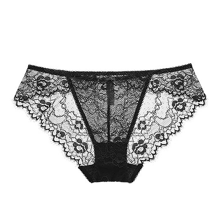 Ropa interior de mujer de comercio exterior sexy encaje transparente tentación calzoncillos transfronterizos de cintura baja ultrafina con cadera pantalones huecos