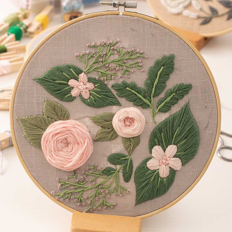 Embroidery Handmade Hobby Diy Kit Beginners Introductory Training Plant Pattern Material Package European Embroidery Cross Stitch