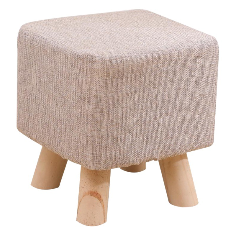 El algodón moderno simple y el lino imprimieron el pequeño taburete de madera del sofá taburete imprimible del logotipo de la tela redonda del zapato del muelle que cambiaba el taburete desprendible y lavable image 1