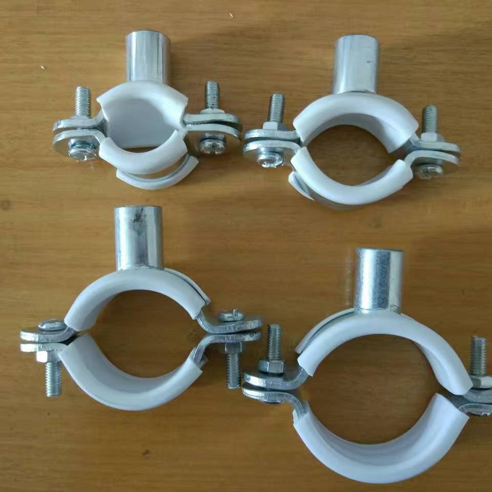 香港澳门工地包胶水管码2.5MM厚镀锌/316包胶管码，水管吊码丝杆