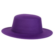 法式风秋冬新款防羊毛毛呢平顶礼帽女士户外旅游造型毛毡平顶礼帽