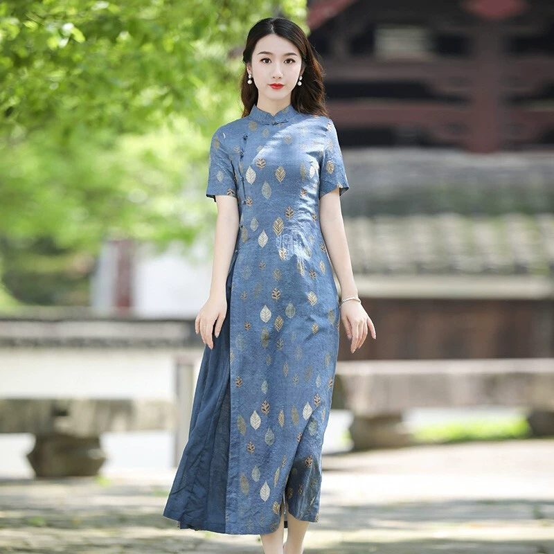 Aodai cheongsam в китайском стиле, летнее новое молодое стильное повседневное элегантное улучшенное платье высокого класса J430
