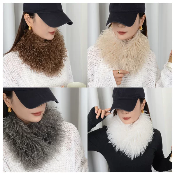 Autumn and Winter Imitation Wool Scarf, Simple Solid Color Neck Warmer with Magnetic Buckle, Versatile and Warm, Double-Sided Plush for Cold Protection