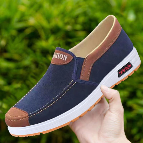 2024 New Leather-soled Beijing Cloth Shoes, Casual Non-slip Breathable Men's One-Piece Work Shoes, High-end Cloth Shoes
