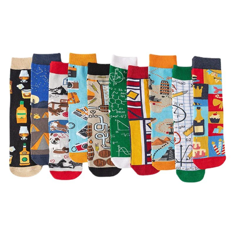 Женские хлопковые теплые носки с мультяшными булавками, женские модные носки в уличном стиле для взрослых, стильные носки для скейтборда