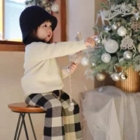 Новый Корейский Бархатный кардиган из искусственной норки для девочек, свитер, детский брючный костюм, осенне-зимний свитер с длинным рукавом для маленьких девочек