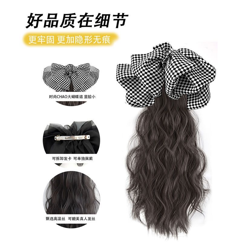 Peluca Cola de caballo Arco peluca con clip alta Cola de Caballo hembra natural mullido Pelo Rizado simulación Cola de Caballo peluca trenza