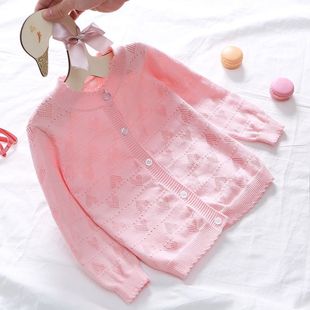 Baby Air-Conditioning Shirt, Summer Baby Girl's Knitted Cardigan, Thin Little Girl's Cut Out Sweater Jacket, Sun Protection Clothing, Versatile