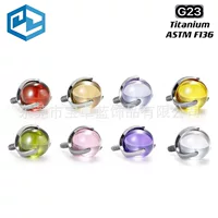 F13 Titanium с тремя когтями, инкрустированные шариками циркон шарик, гвоздь для ушных гвоздей G23 титанового сплава пирсинг ювелирные изделия для губ, аксессуары