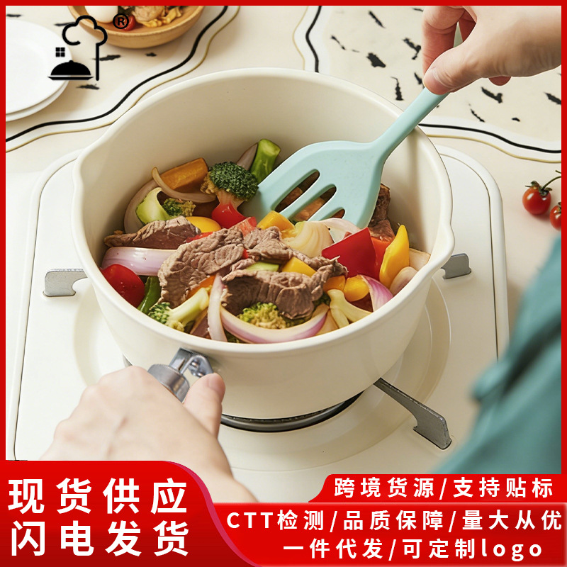 Cross-Border Ceramic Small Milk Pot with Double Spouts, Japanese-Style Non-Stick Yukihira Pot, Household Single-Serving Small Pot for Gas Stove, Wholesale