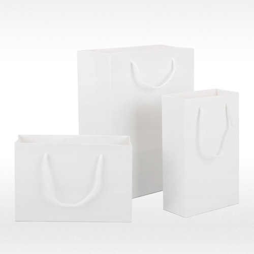 White cardboard handbag gift shoes cosmetics shopping bag custom printed logo solid color paper bag