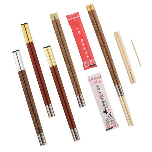 Disposable splicing chopsticks with replaceable heads and engraved LOGO for hotel, one chopstick per person, chicken wing wood hot pot chopsticks wholesale