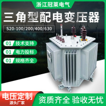油浸式變壓器三角形立體卷鐵心三相非晶合金S20-100配電變壓器