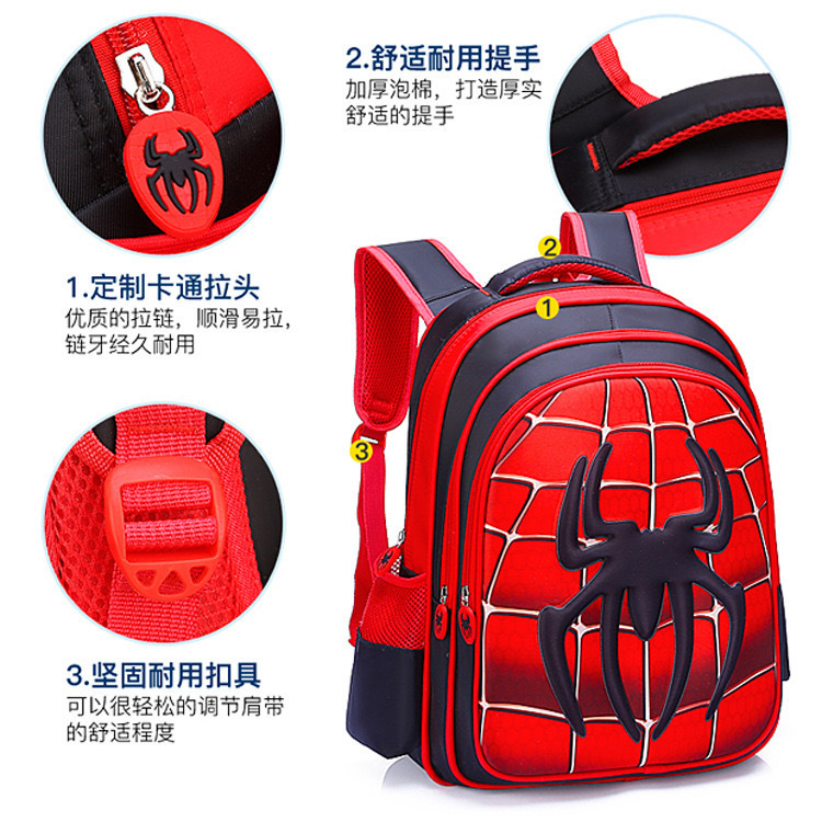 Estudiante de escuela primaria araña Batman mochila kindergarten clase media grado uno dos tres niños mochila guapo mochila