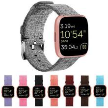 适用Fitbit Versa2智能手表表带Versa Lite牛仔帆布尼龙替换表带