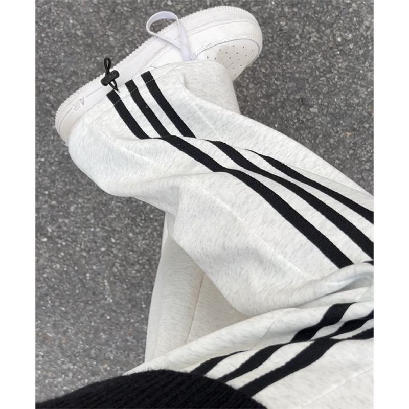 Narrow Wide-Leg Pants for Women Spring & Fall 2025 New High-Waist Draped Casual Pants Stripesd Leggings Two-Wear Fleece-Lined Sweatpants