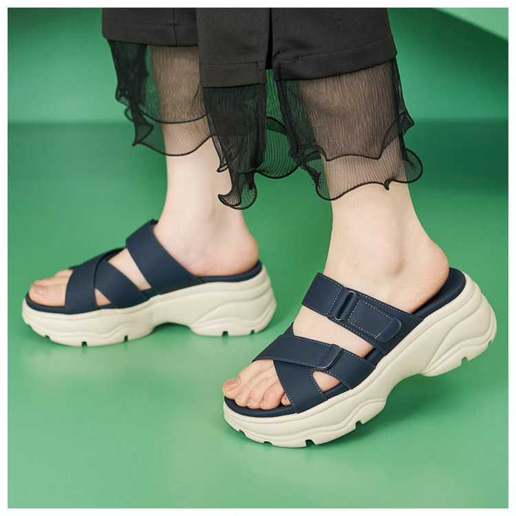 Dép sandal nữ đế dày quai chữ V có dán chống trượt phong cách thể thao — màu hồng, Xanh ngọc lam tốicolor, màu mơ chi tiết 17