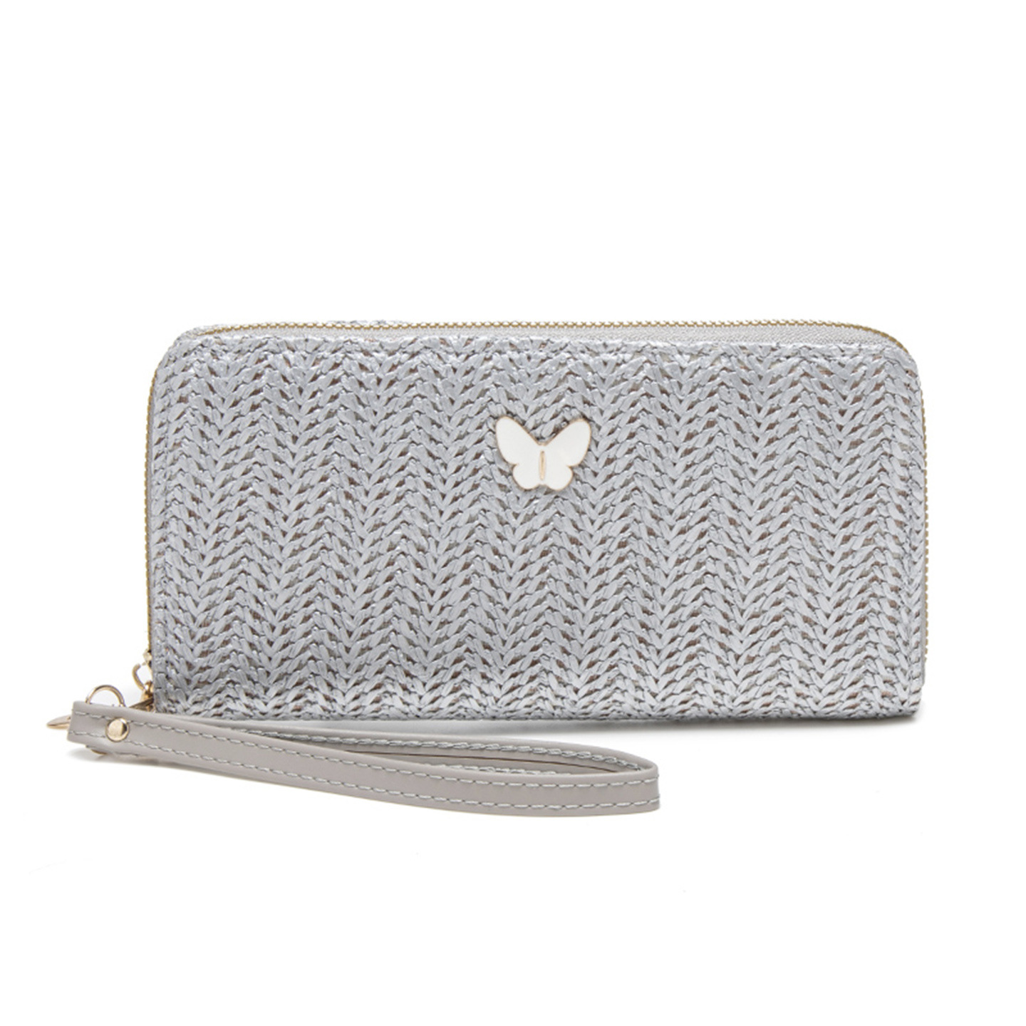 2025 otoño y invierno nuevo estilo de mariposa de paja decoración de mano bolso de cambio multicapa bolso de comercio exterior de larga dama monedero de tirón único image 8