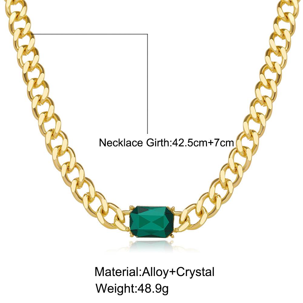 green diamond titanium steel female clavicle chain necklace