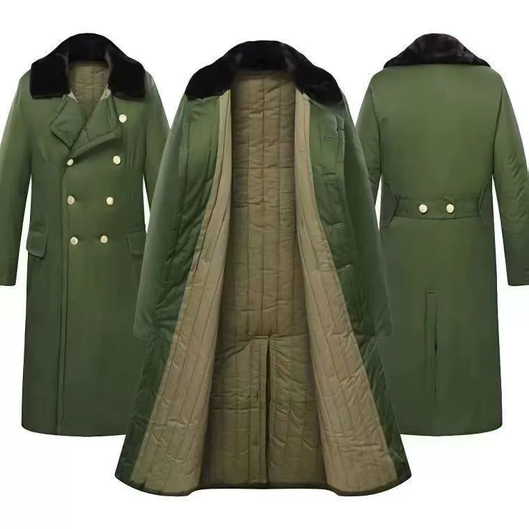 Green demi-season long coat, keep warm work down jacket