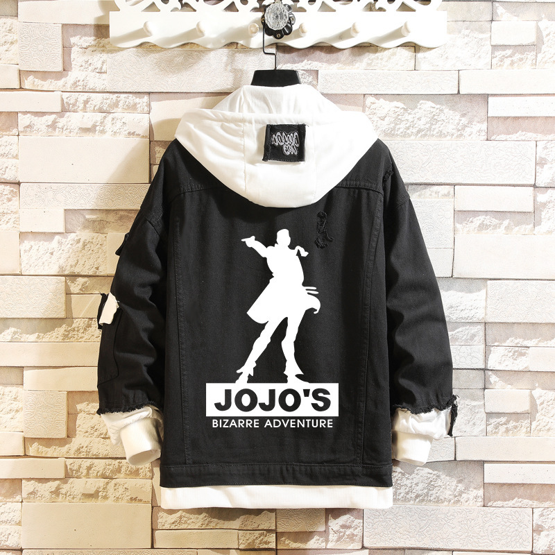 JoJo's Wonderful Adventure Clothes Killer Queen Animation Peripheral Men's and Women's Sweater Jacket Hooded Denim Jacket