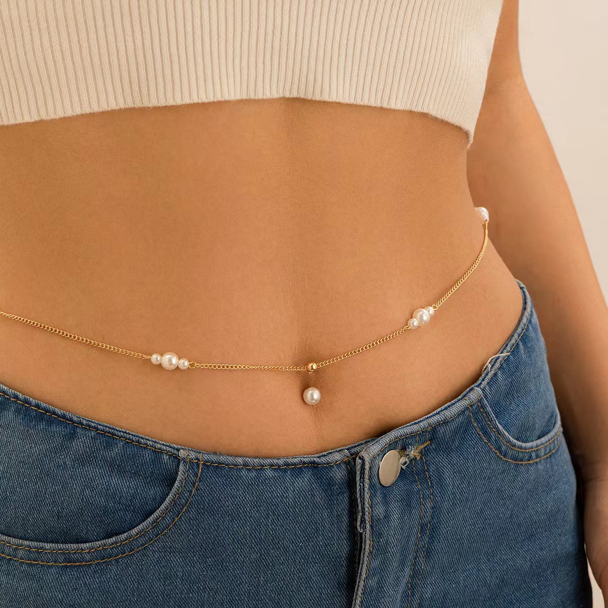 Personalisiertes Zirkonia Bauchnabelpiercing Mit Perlenquaste_voghion.com