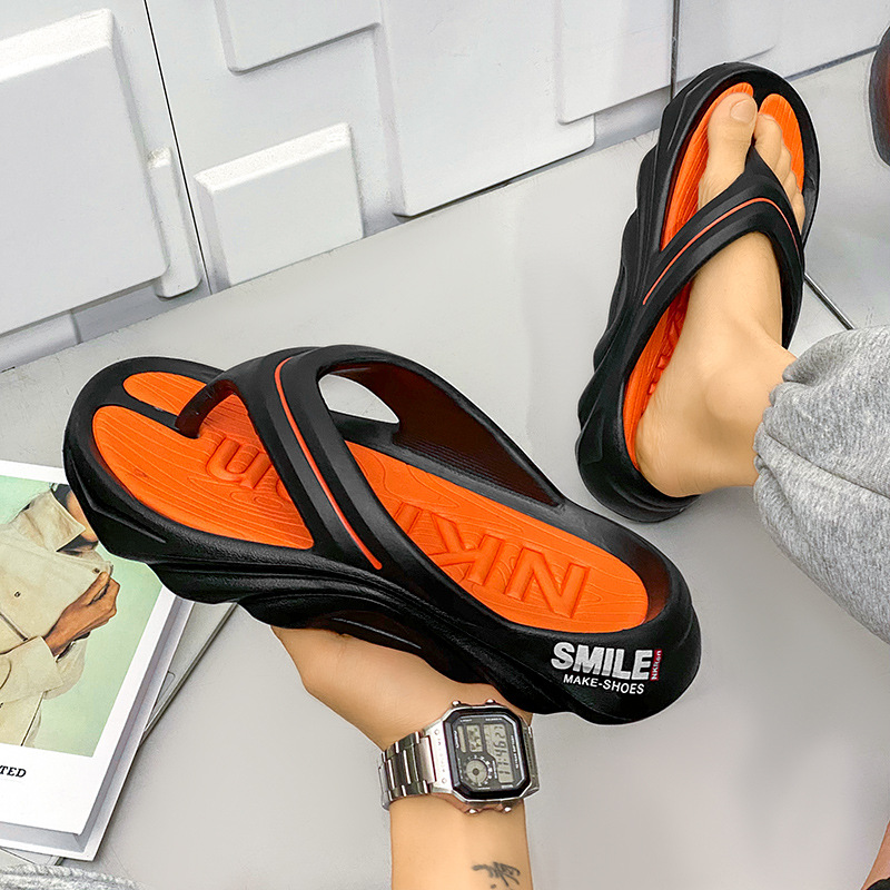 Sandalias para hombre, uso exterior de verano, antideslizante, resistente al desgaste, ejercicio, sensación de mierda, fondo suave, chanclas de ocio de playa ligeras 46