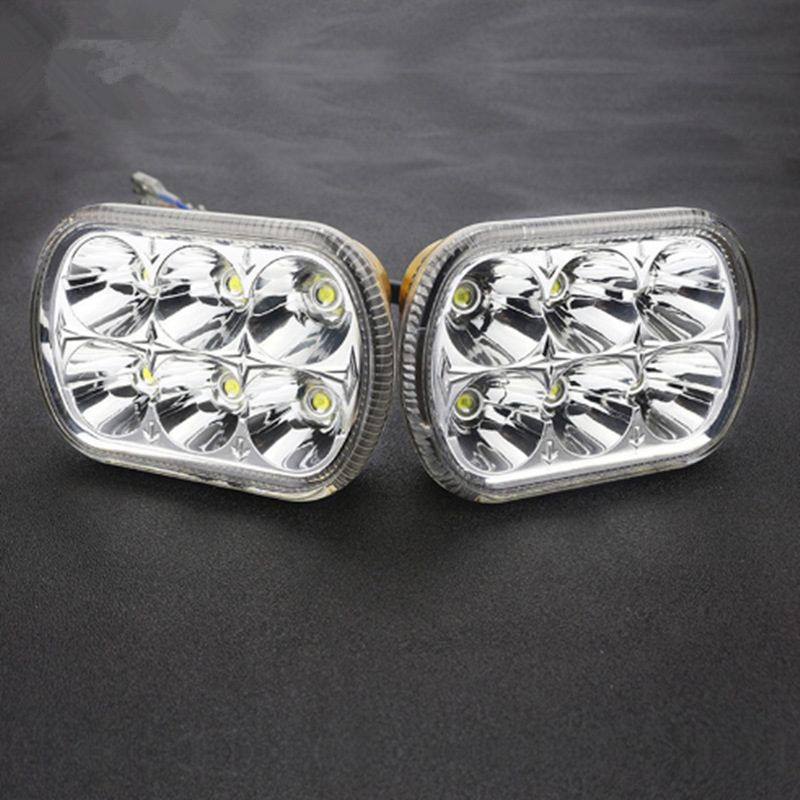 Motocicleta faro LED con flash de alto alcance de luz de paso integrado de la lámpara cuadrada 6 perlas de modificación