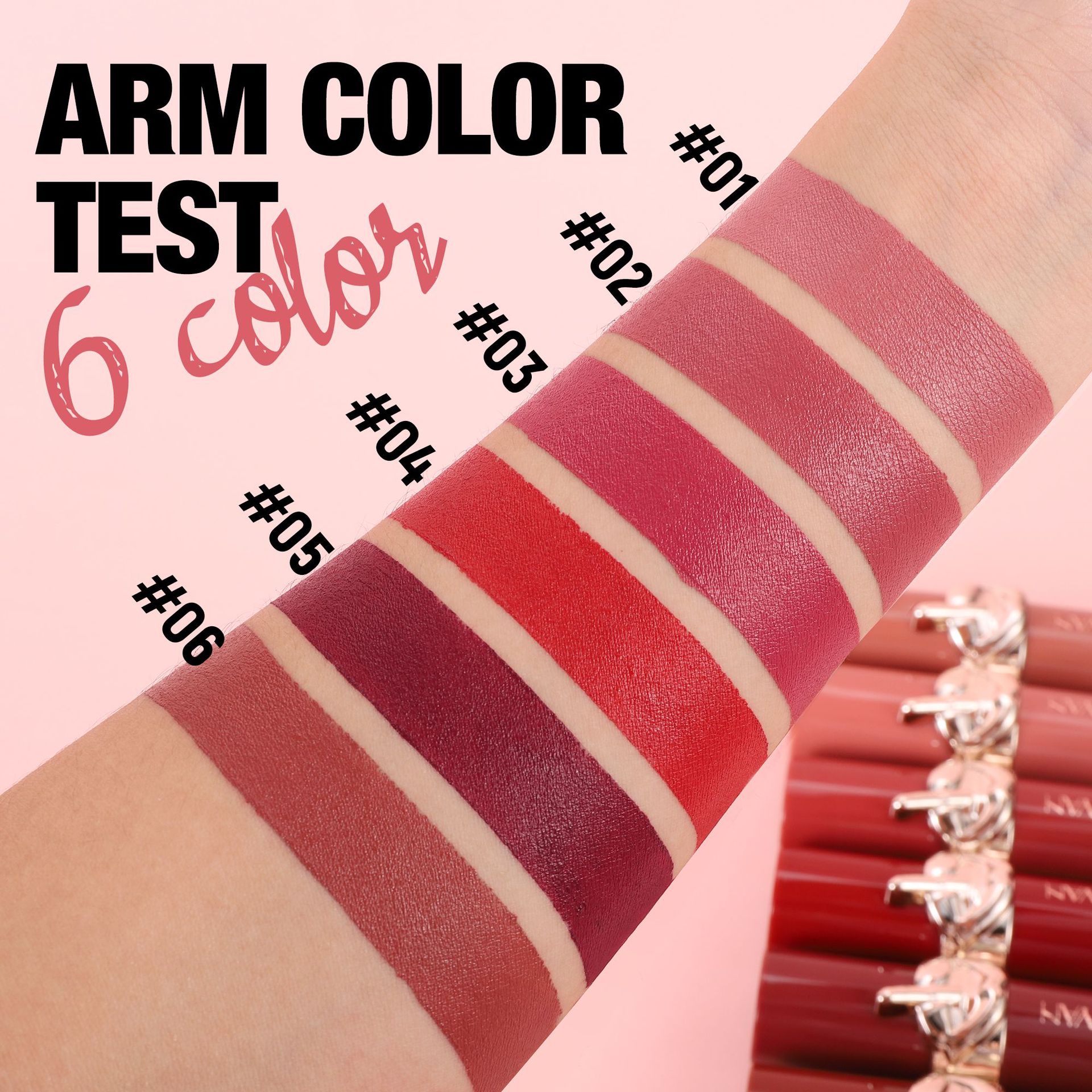 Set de lápiz labial transfronterizo 6 lápiz labial mate HANDAIYAN terciopelo lápiz labial impermeable no es fácil de tocar lápiz labial mate taza