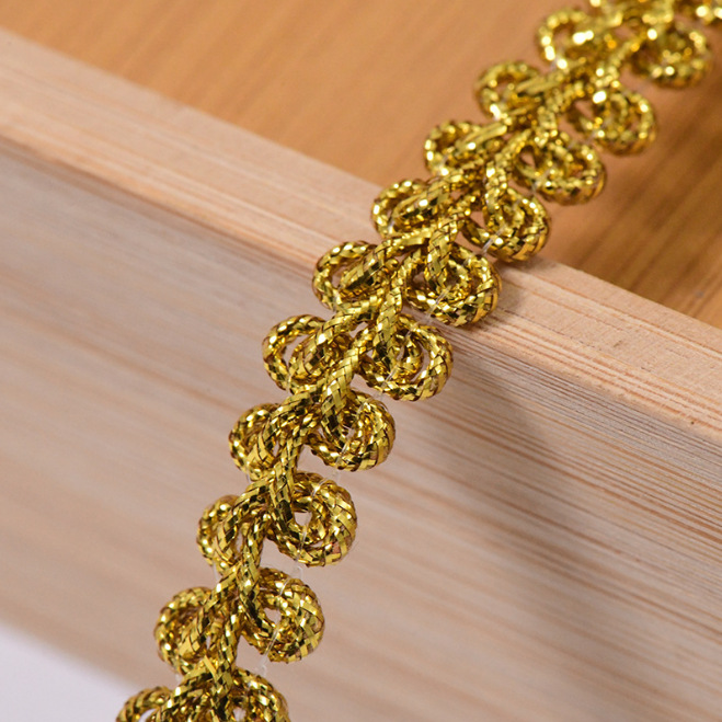 1cm de ancho oro y plata ciento de ciento de seda encaje iluminación cinta de baile accesorios cortinas accesorios textiles artesanos