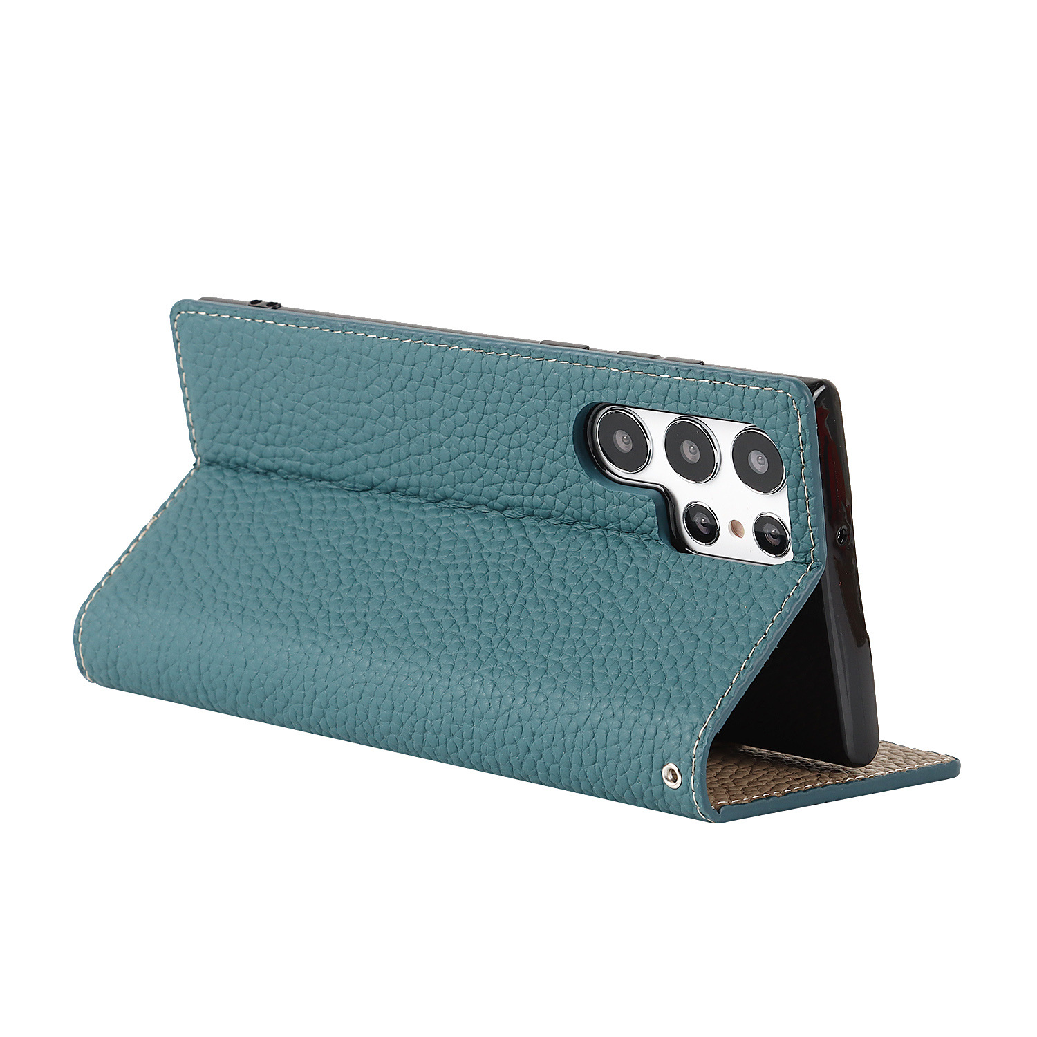 Suitable For Galaxy S24 Protective Case, Samsung S25 Ultra Lychee Pattern Genuine Leather Case_voghion.com
