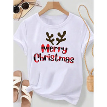 ���羳ŷ�롿Plaid Letter nd Merry Christmas Clothes Top