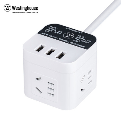 西屋(Westinghouse) WH-CS-W1立体触摸定时插座USB智能魔方插排|ru