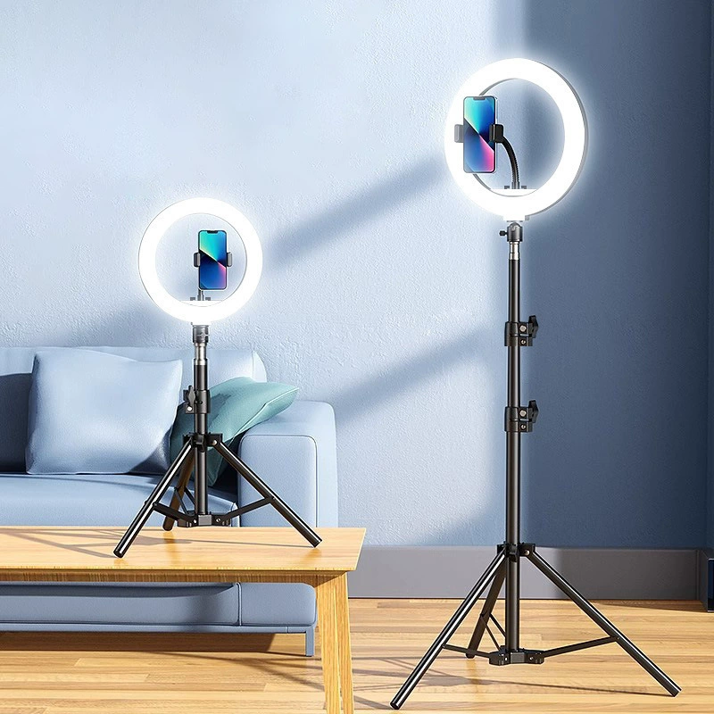 Прямые поставки с завода: подставка для мобильного телефона для прямых трансляций с подсветкой, освещение для инфлюенсеров для съемок, фотосъемка в помещении, кольцевая лампа 10inch для макияжа и красоты